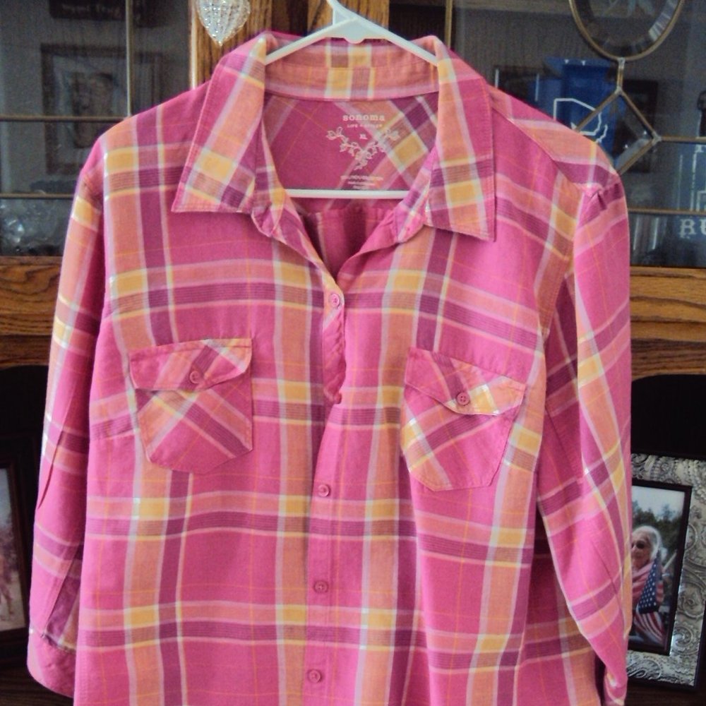 Sonoma Lifestyle 3/4 Sleeve Pocket Top XL